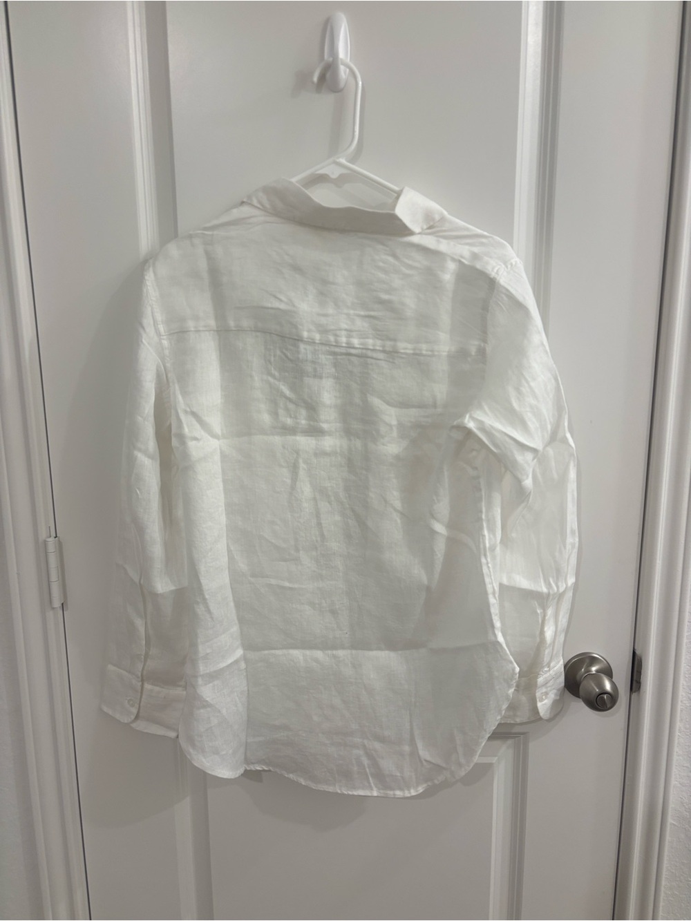 H&M White Linen Button-Up Shirt with Chest Pocket - Picture 3 of 3
